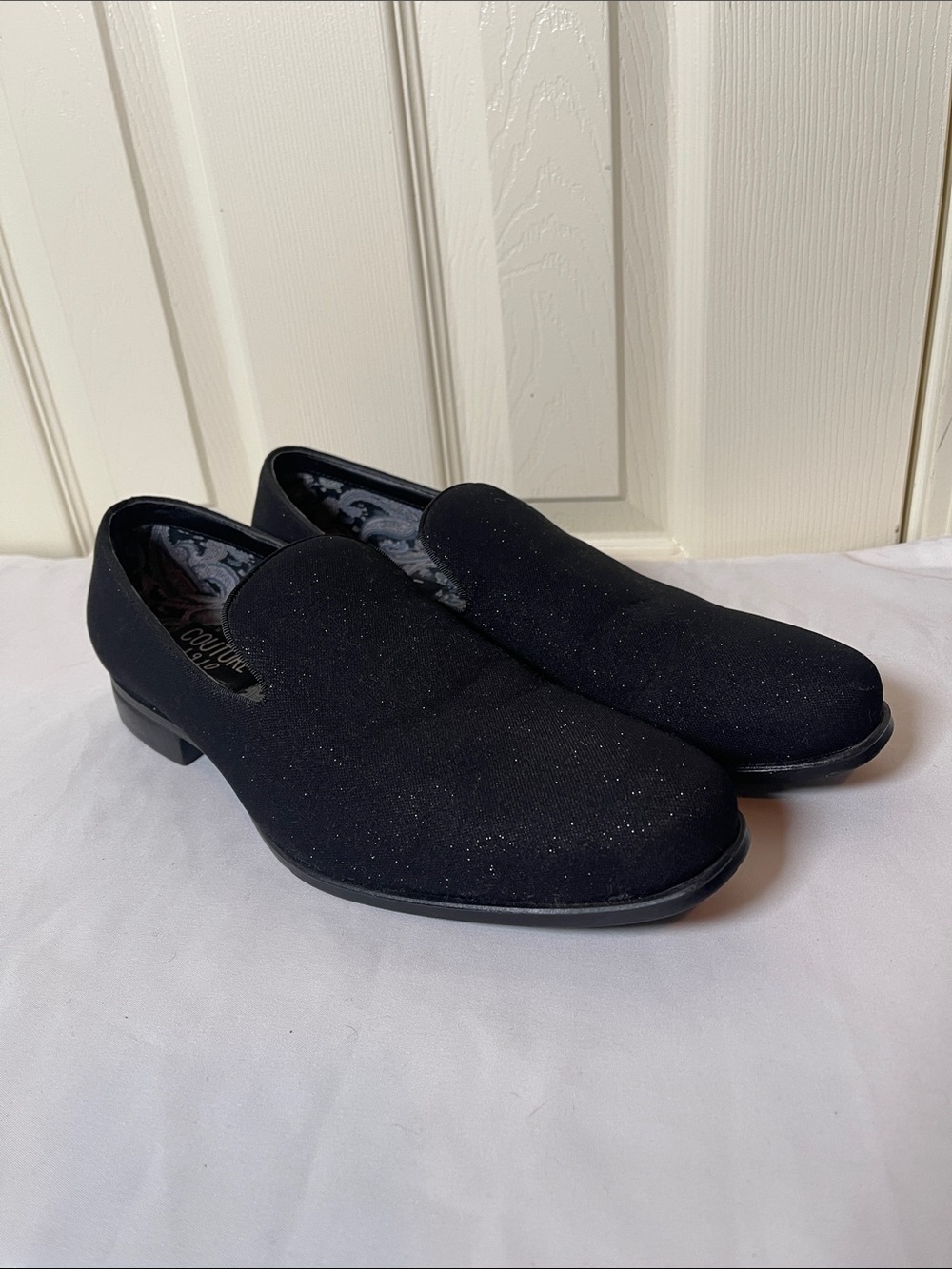 Men's Black Sparkle Slip-On Loafers